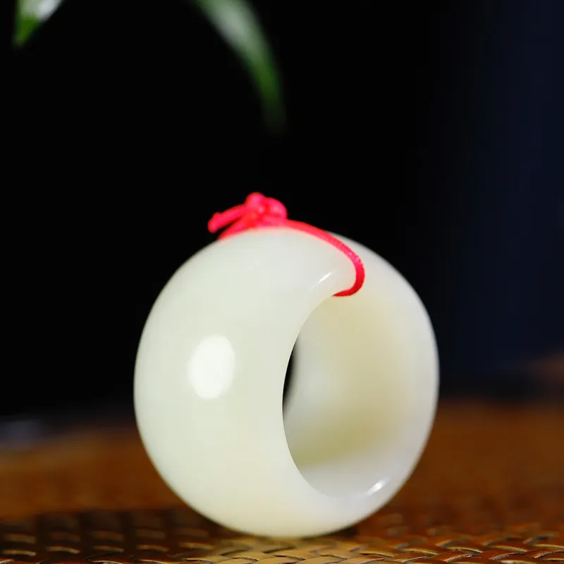 Jade Charm Yao Hetian Jade Rings White Jade/Pale Greenish White Jade Unisex-2
