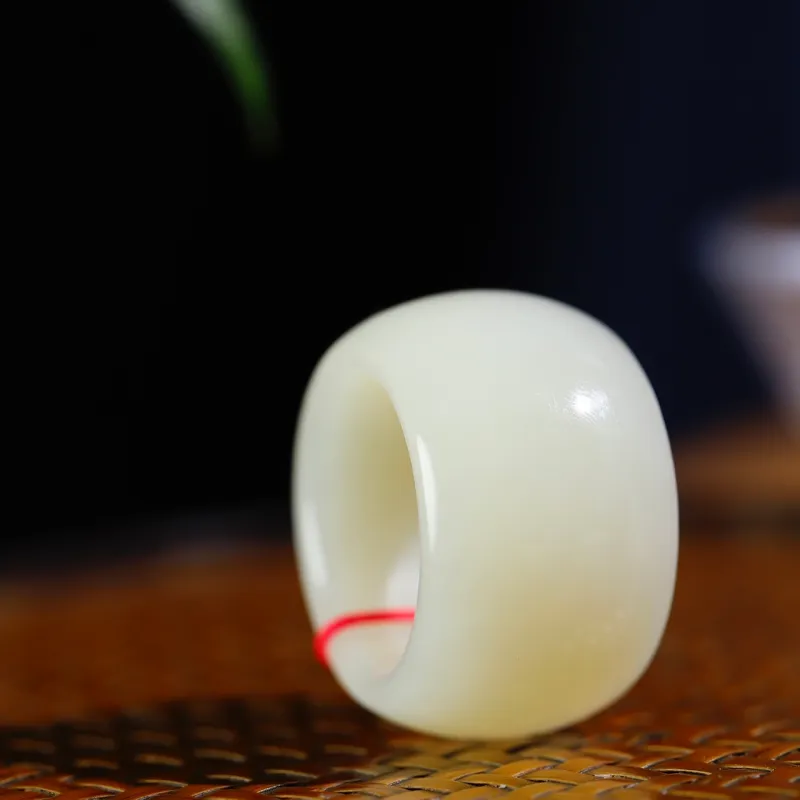 Jade Charm Yao Hetian Jade Rings White Jade/Pale Greenish White Jade Unisex-3