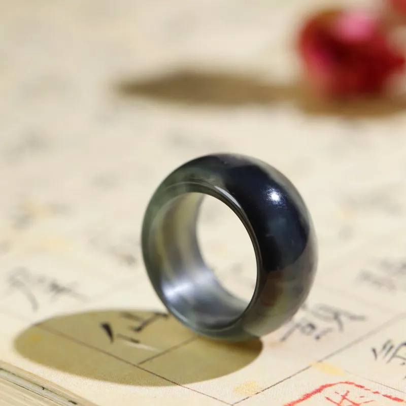 Jade Charm Yao Hetian Jade Rings Blue And White Women's-2