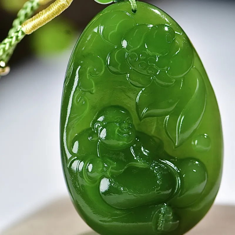 Jade Charm Yao Hetian Jade Necklaces Jasper Unisex-1