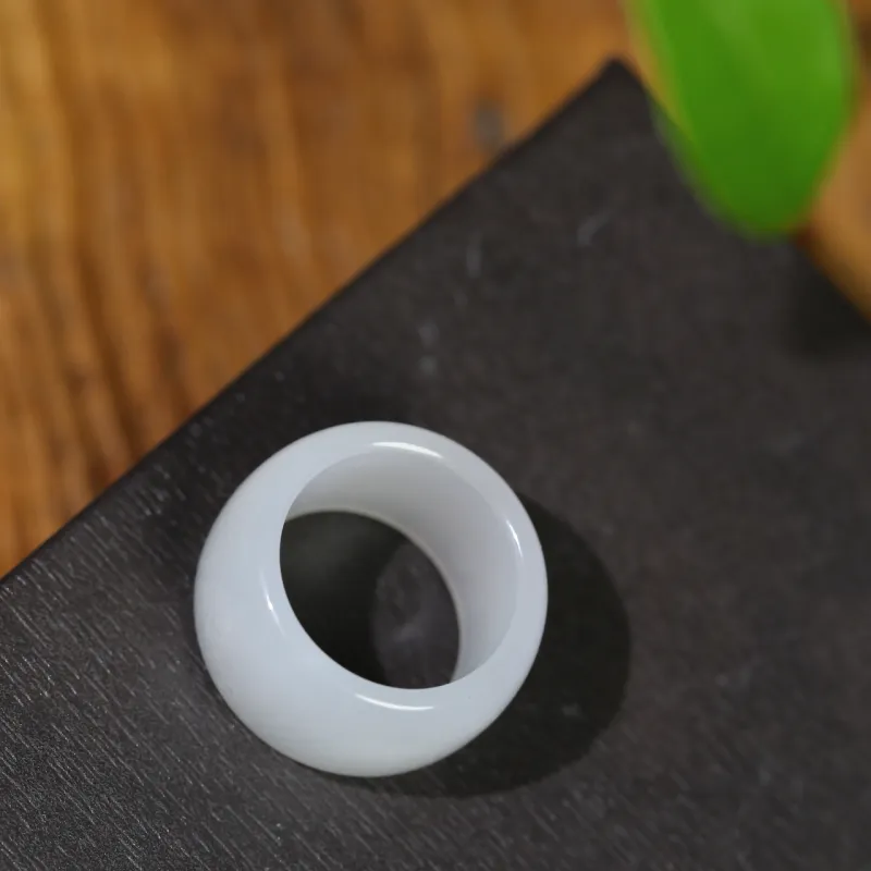Jade Charm Yao Rings White Jade/Pale Greenish White Jade Unisex-4