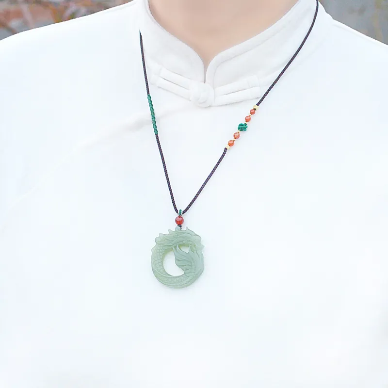 Jade Charm Yao Hetian Jade Necklaces White Jade/Pale Greenish White Jade Unisex-1