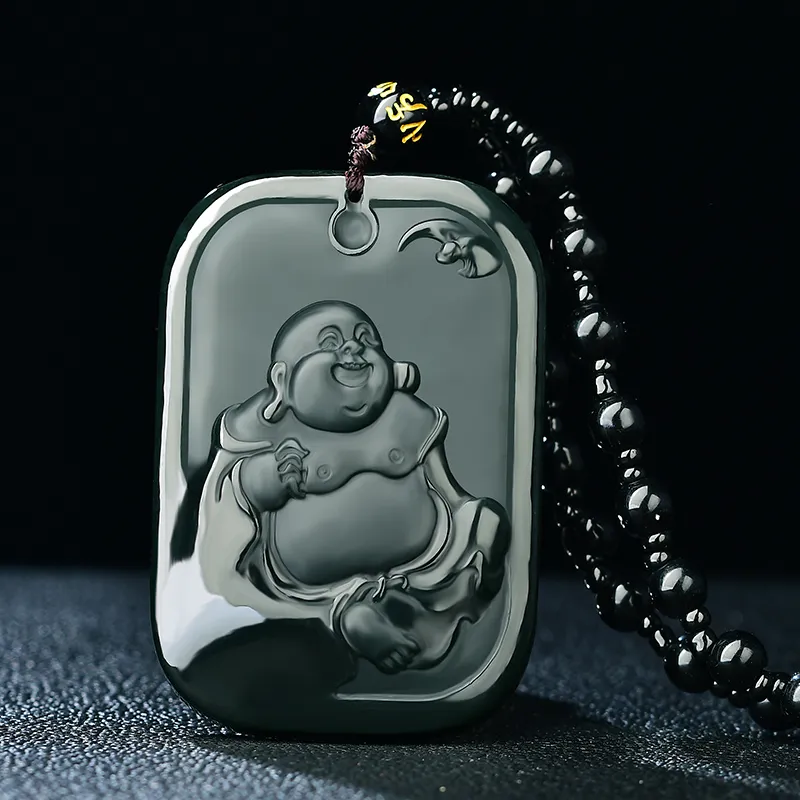 Jade Charm Yao Hetian Jade Necklaces Green Jade Unisex-4