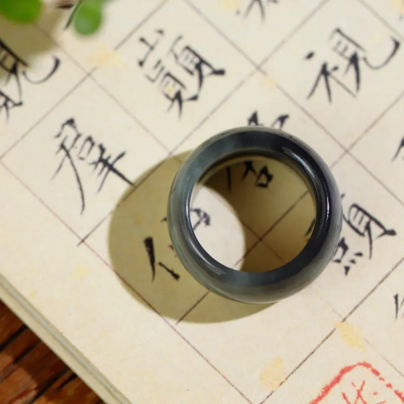 Jade Charm Yao Hetian Jade Rings Blue And White Women's-4