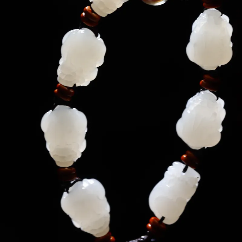 Jade Charm Yao Hetian Jade Bracelets White Jade/Pale Greenish White Jade Unisex-5
