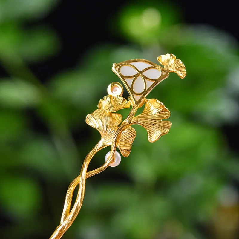 Jade Charm Yao Hetian Jade Hairpin White Jade/Pale Greenish White Jade Women's-6
