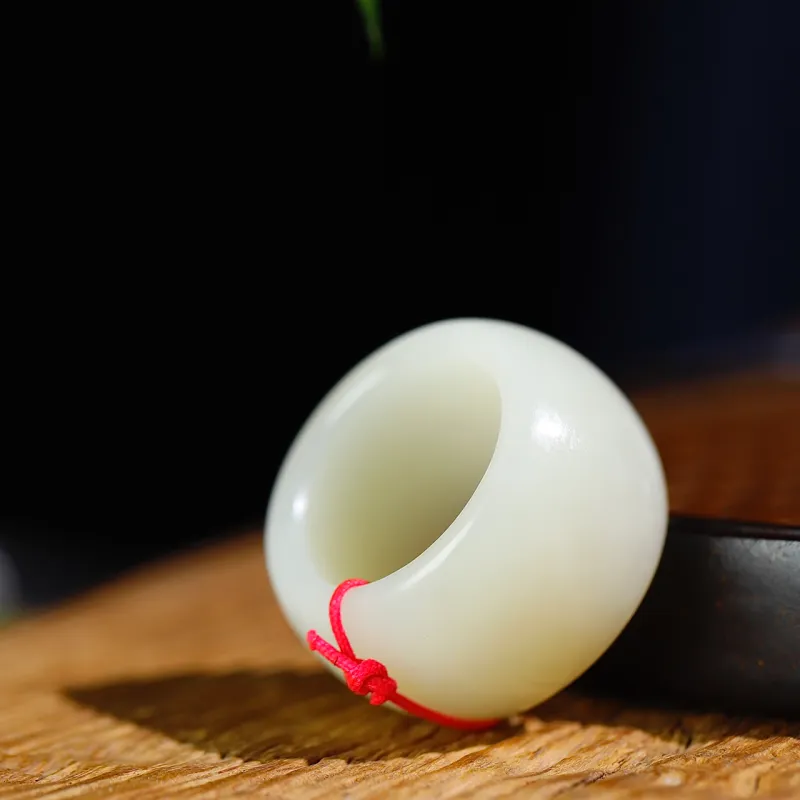 Jade Charm Yao Hetian Jade Rings White Jade/Pale Greenish White Jade Unisex-4