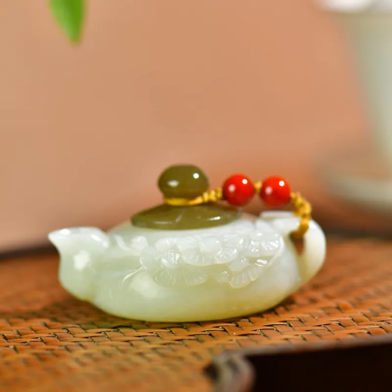 Jade Charm Yao Hetian Jade Handheld Piece White Jade/Pale Greenish-White Jade Unisex-1