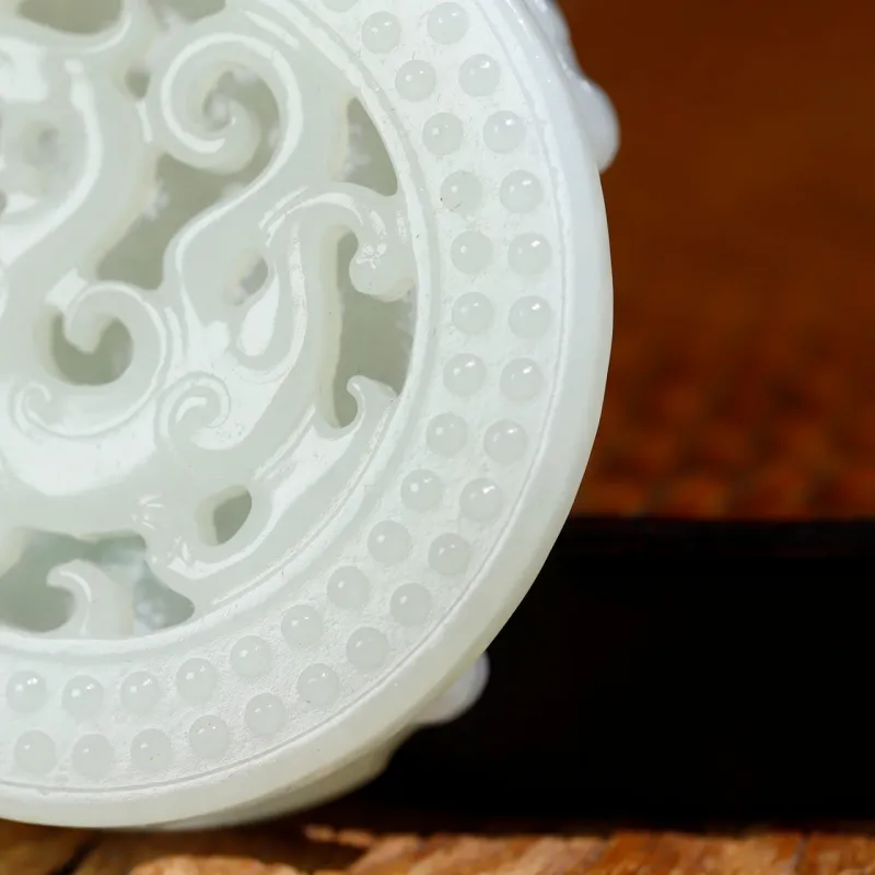 Jade Charm Yao Hetian Jade Jade Pendant White Jade/Pale Greenish White Jade Men's-5