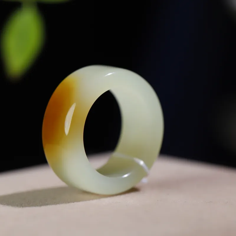 Jade Charm Yao Hetian Jade Rings White Jade/Pale Greenish White Jade Unisex-2