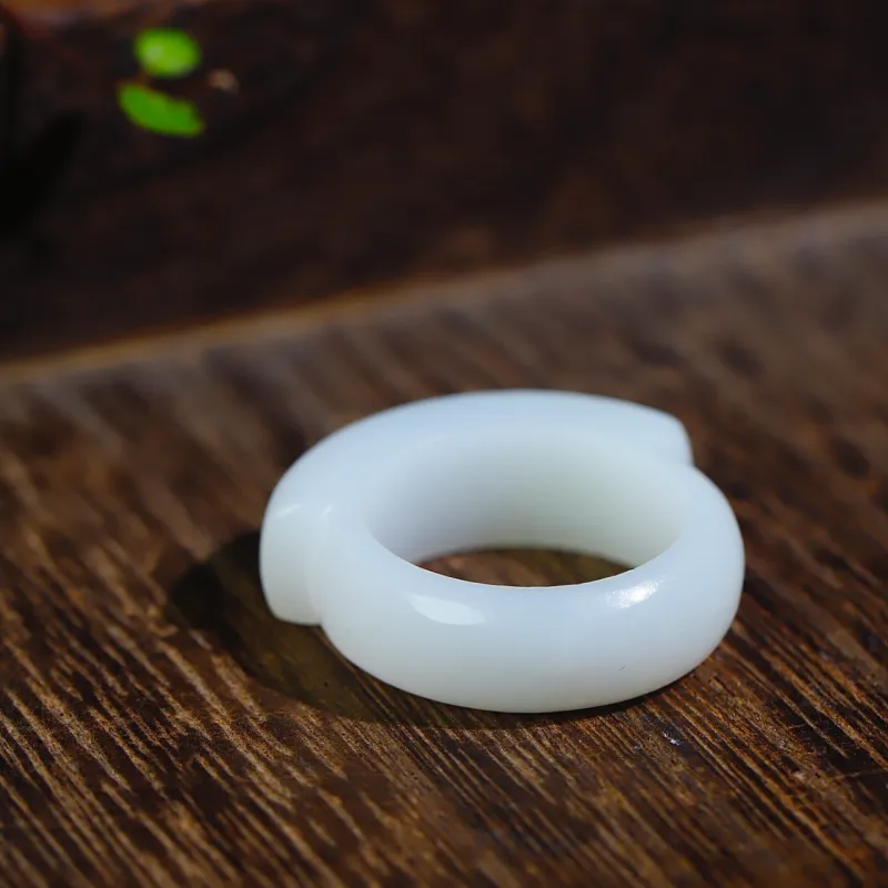 Jade Charm Yao Hetian Jade Rings White Jade/Pale Greenish White Jade Unisex-4