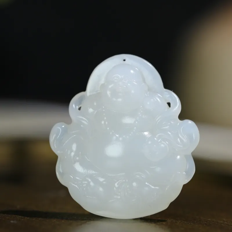 Jade Charm Yao Hetian Jade Pendants White Jade/Pale Greenish White Jade Unisex-1