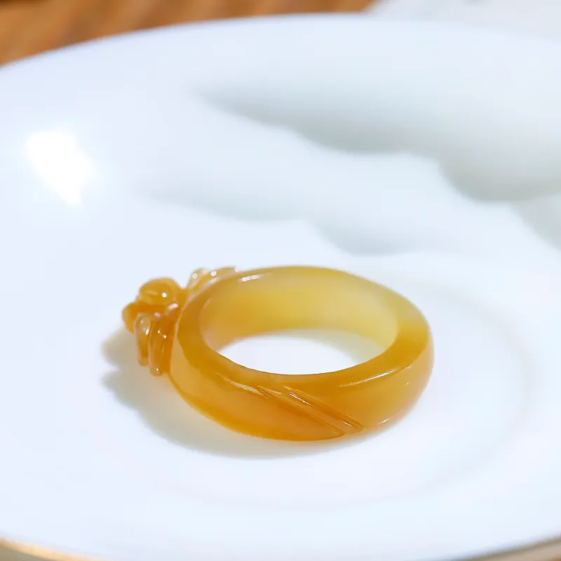 Jade Charm Yao Hetian Jade Rings Sugar Jade Unisex-6