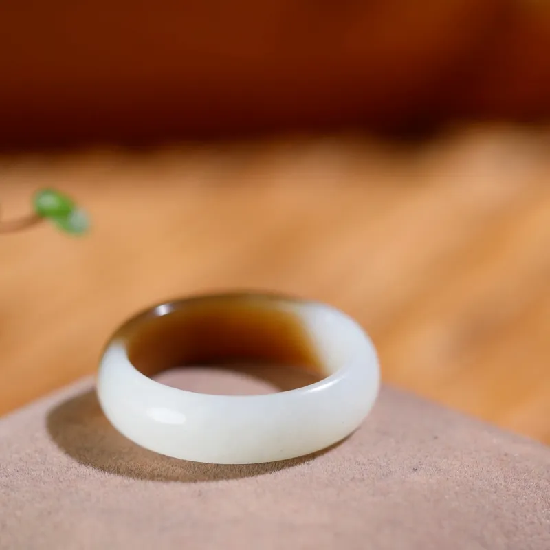 Jade Charm Yao Hetian Jade Rings White Jade/Pale Greenish White Jade Unisex-1