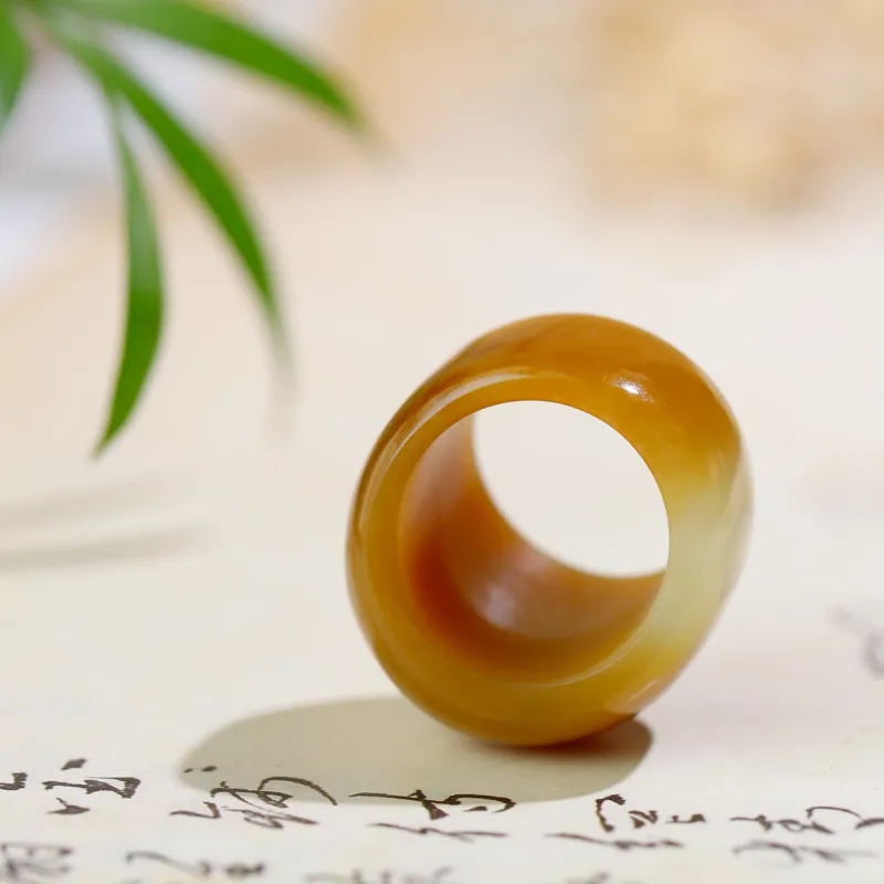 Jade Charm Yao Hetian Jade Rings Sugar Jade Unisex-6