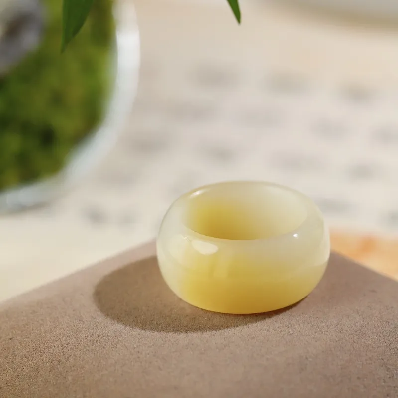Jade Charm Yao Hetian Jade Rings Sugar Jade Unisex-5