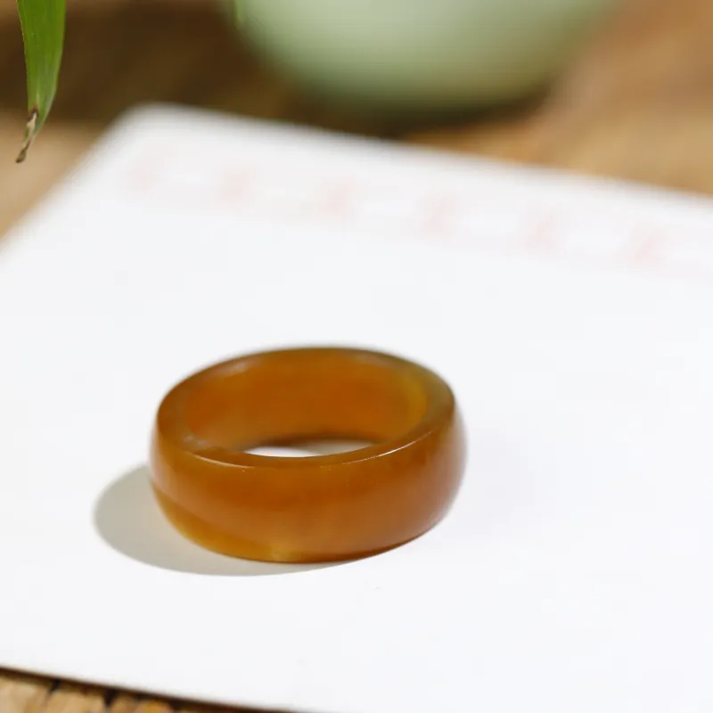 Jade Charm Yao Hetian Jade Rings Sugar Jade Unisex-1