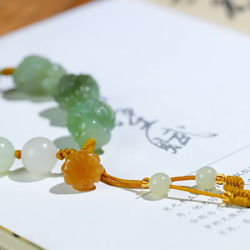 Jade Charm Yao Hetian Jade Bracelets White Jade/Pale Greenish White Jade Unisex-3