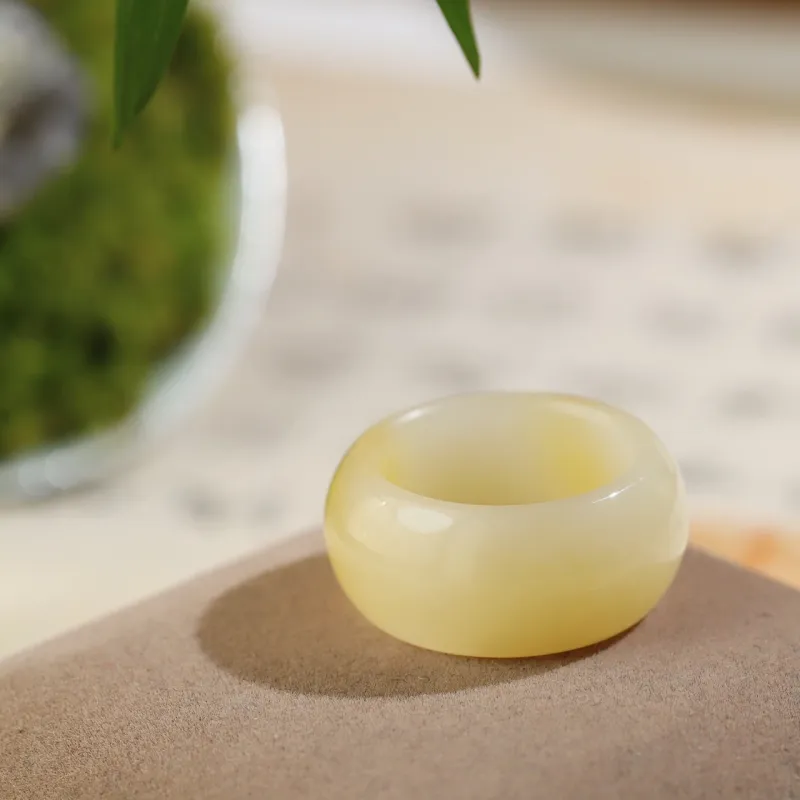 Jade Charm Yao Hetian Jade Rings Sugar Jade Unisex-4
