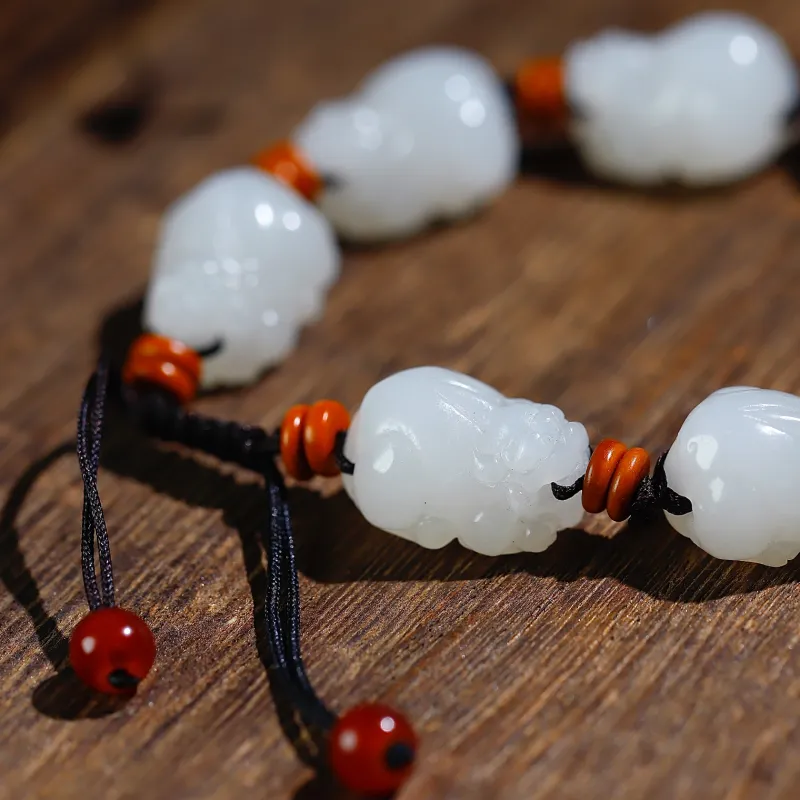 Jade Charm Yao Hetian Jade Bracelets White Jade/Pale Greenish White Jade Unisex-2