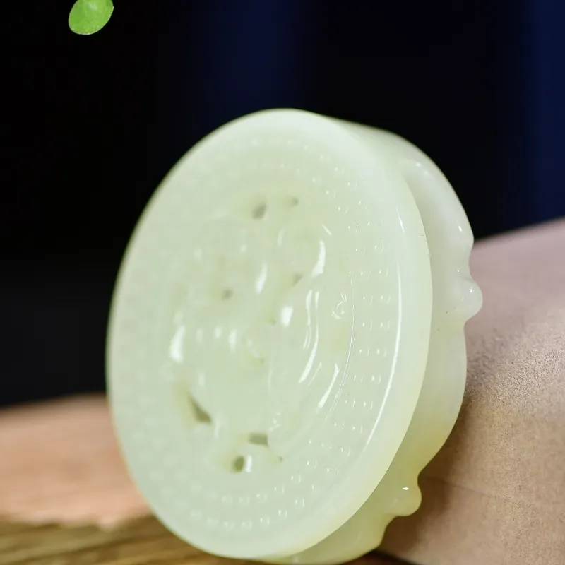 Jade Charm Yao Hetian Jade Buckle White Jade/Pale Greenish White Jade Men's-3