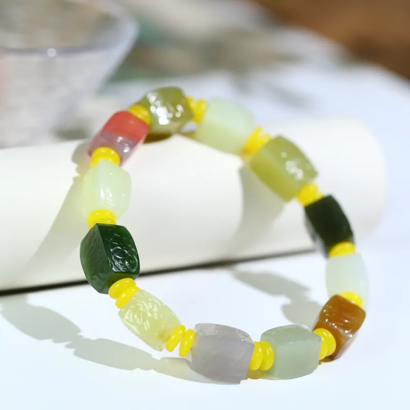 Jade Charm Yao Hetian Jade Bracelets White Jade/Pale Greenish White Jade Unisex-4