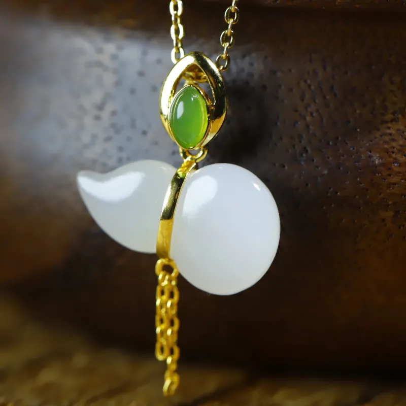 Jade Charm Yao Premium Quality Pendant White Jade/Pale Greenish White Jade Women's-5