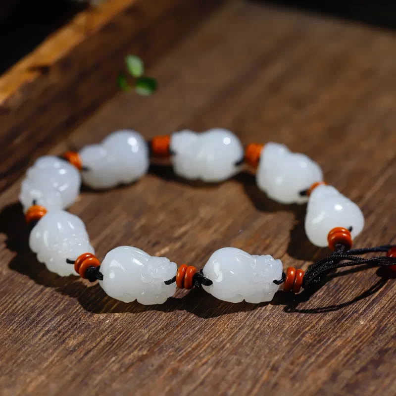 Jade Charm Yao Hetian Jade Bracelets White Jade/Pale Greenish White Jade Unisex-1
