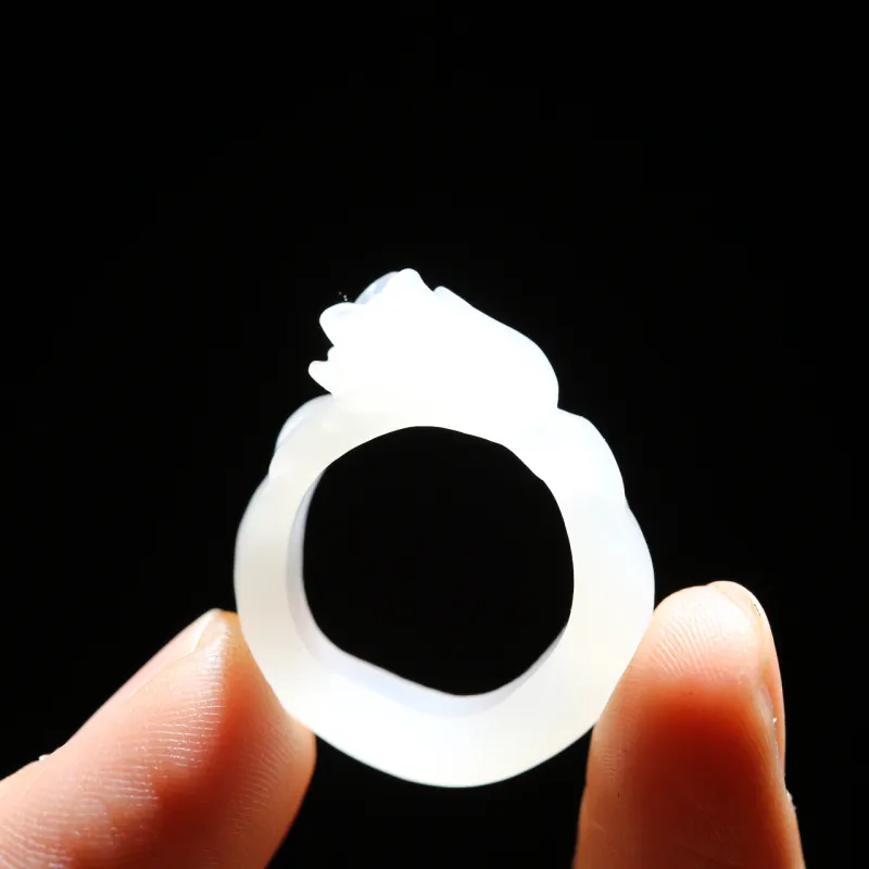 Jade Charm Yao Hetian Jade Rings White Jade/Pale Greenish White Jade Women's-4
