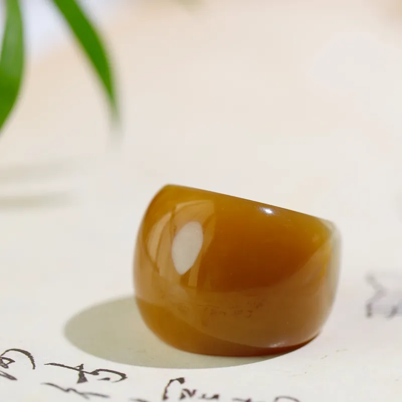 Jade Charm Yao Hetian Jade Rings Sugar Jade Unisex-2
