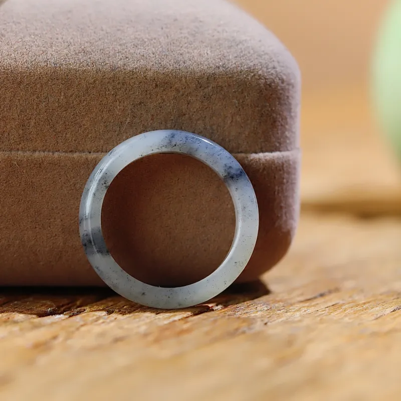 Jade Charm Yao Hetian Jade Rings Blue And White Unisex-1