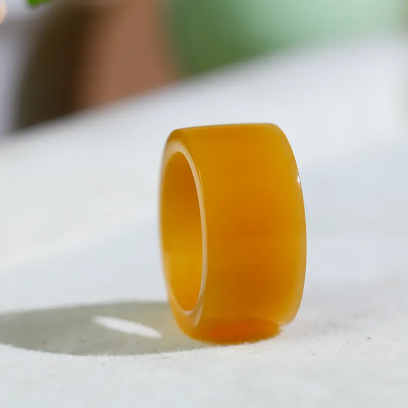 Jade Charm Yao Hetian Jade Rings Sugar Jade Unisex-3