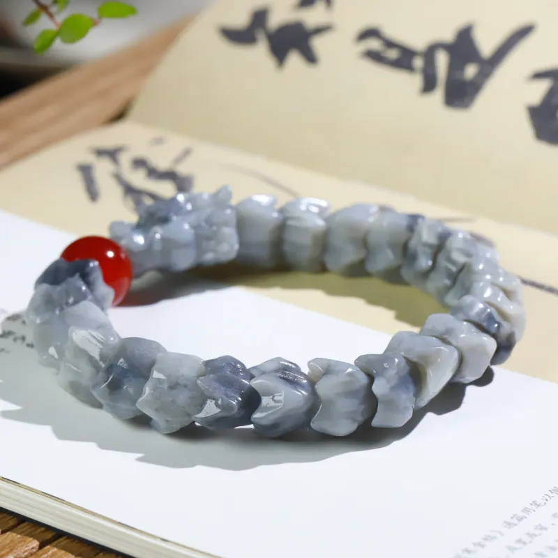 Jade Charm Yao Hetian Jade Bracelets Blue And White Unisex-3