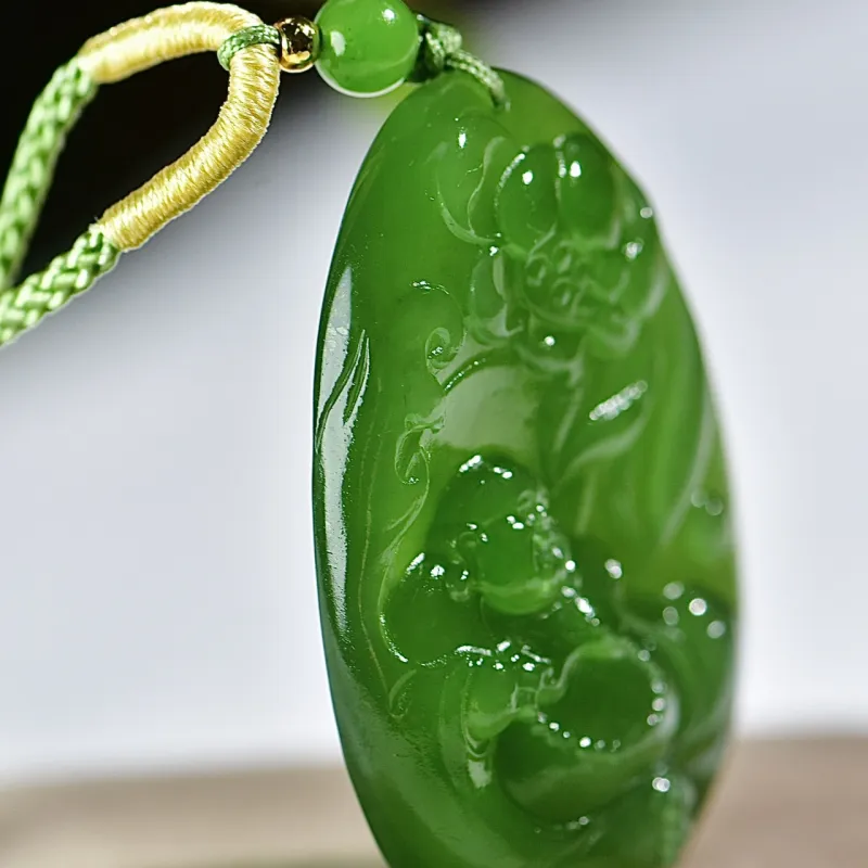 Jade Charm Yao Hetian Jade Necklaces Jasper Unisex-4