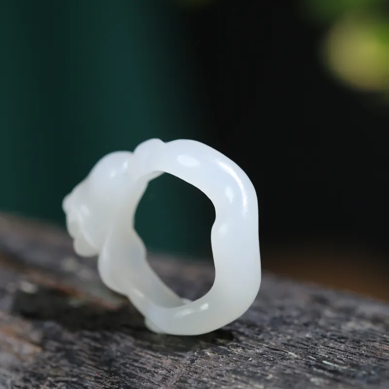 Jade Charm Yao Hetian Jade Rings White Jade/Pale Greenish White Jade Women's-3