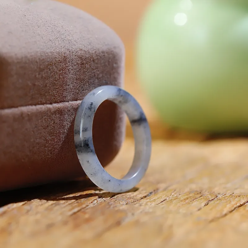 Jade Charm Yao Hetian Jade Rings Blue And White Unisex-4