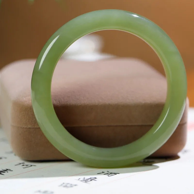 Jade Charm Yao Hetian Jade Bangles White Jade/Pale Greenish White Jade Women's-5