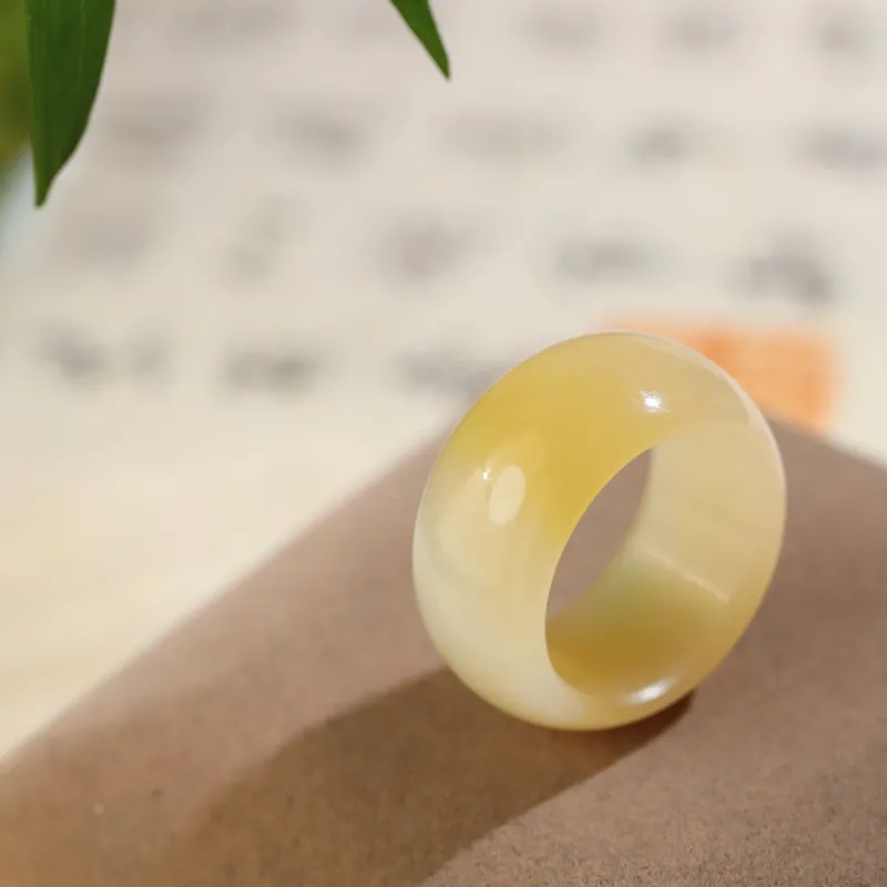 Jade Charm Yao Hetian Jade Rings Sugar Jade Unisex-2