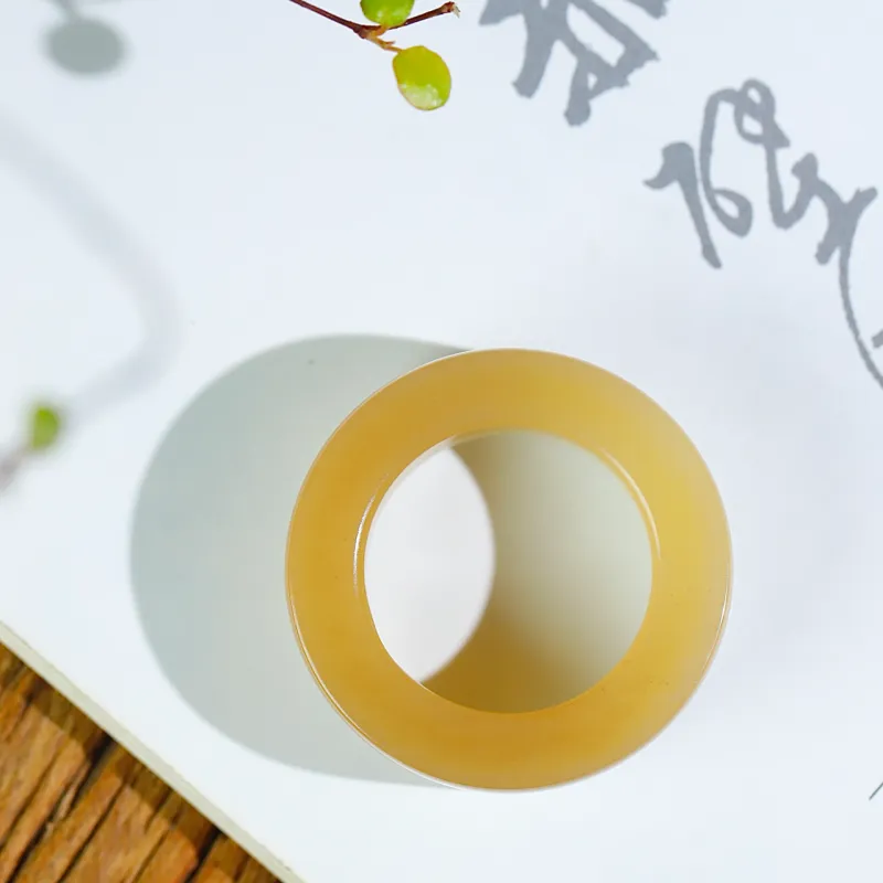 Jade Charm Yao Hetian Jade Rings White Jade/Pale Greenish White Jade Unisex-5