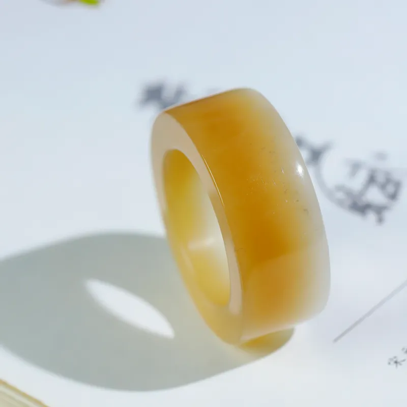 Jade Charm Yao Hetian Jade Rings White Jade/Pale Greenish White Jade Unisex-2