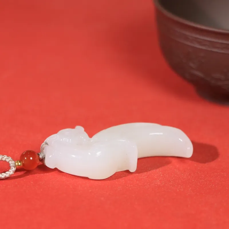 Jade Charm Yao Hetian Jade Necklaces White Jade/Pale Greenish White Jade Unisex-2