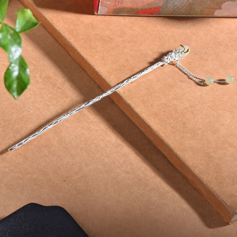 Jade Charm Yao Jade Hairpin White Jade/Pale Greenish-White Jade Women's-6