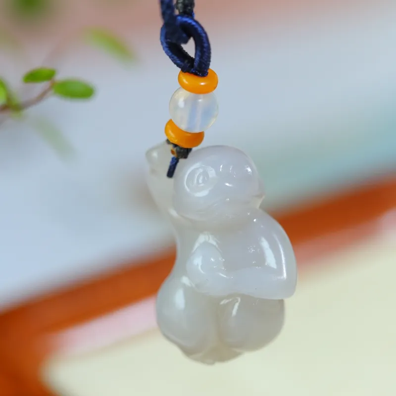 Jade Charm Yao Hetian Jade Necklaces White Jade/Pale Greenish White Jade Unisex-5