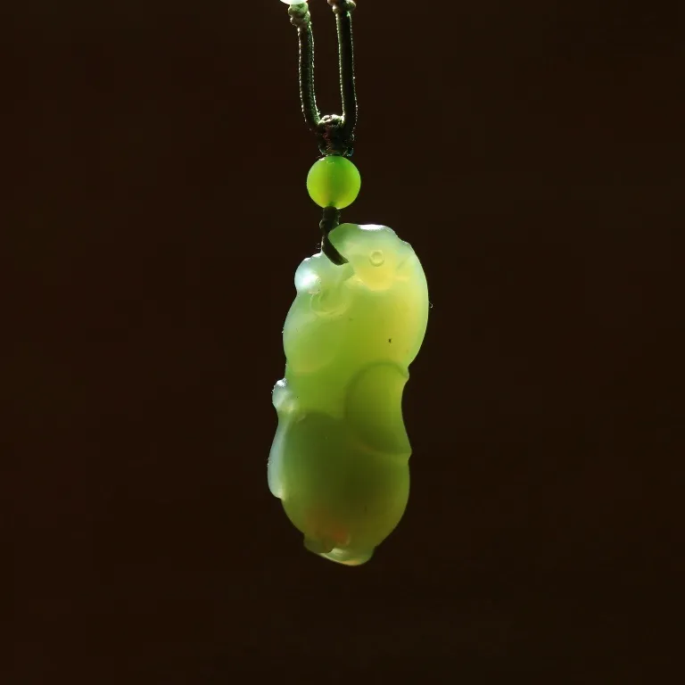 Jade Charm Yao Hetian Jade Necklaces Green Jade Unisex-5