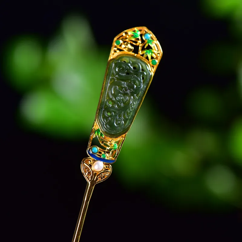Jade Charm Yao Hetian Jade Hairpin Jasper Women's-2