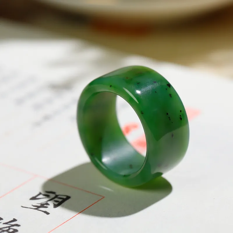 Jade Charm Yao Hetian Jade Rings Jasper Unisex-3