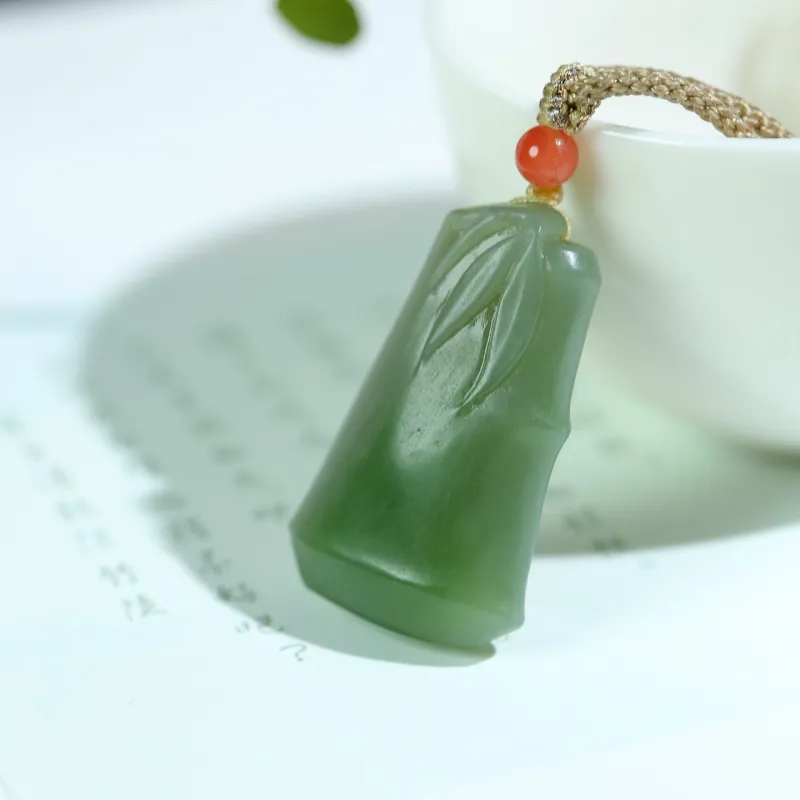 Jade Charm Yao Hetian Jade Necklaces Pale Greenish White Jade Unisex-3