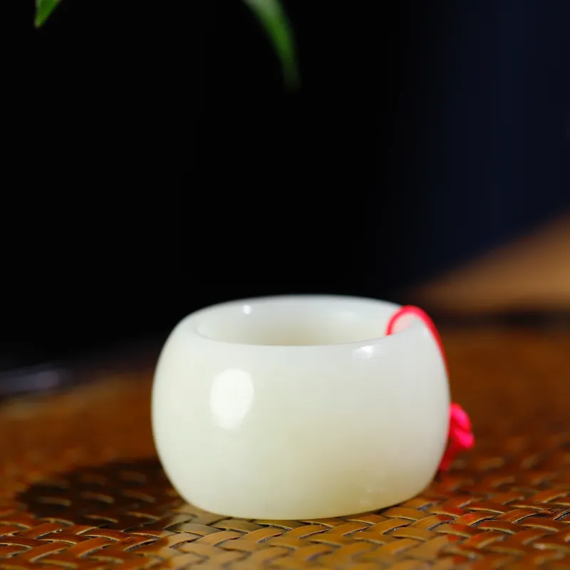 Jade Charm Yao Hetian Jade Rings White Jade/Pale Greenish White Jade Unisex-1