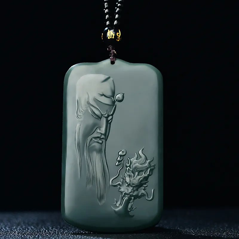 Jade Charm Yao Hetian Jade Necklaces Green Jade Unisex-2