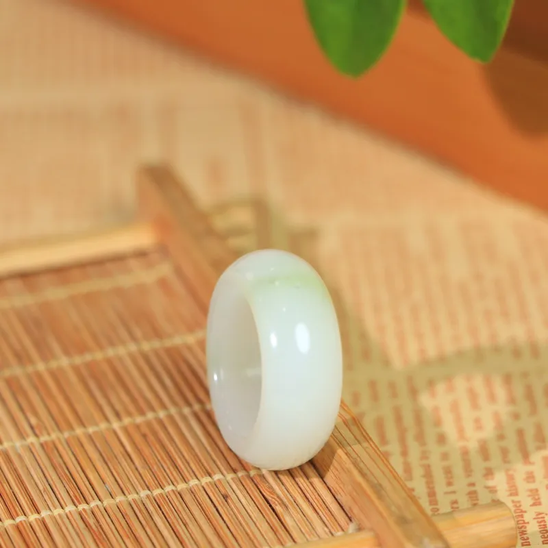 Jade Charm Yao Hetian Jade Rings White Jade/Pale Greenish White Jade Unisex-2